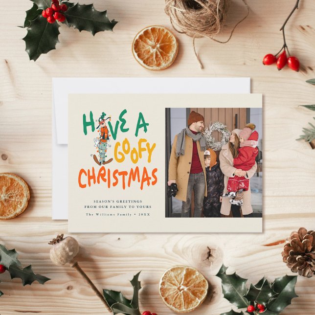 Have a Goofy Christmas Holiday Photo Card (Card on table)