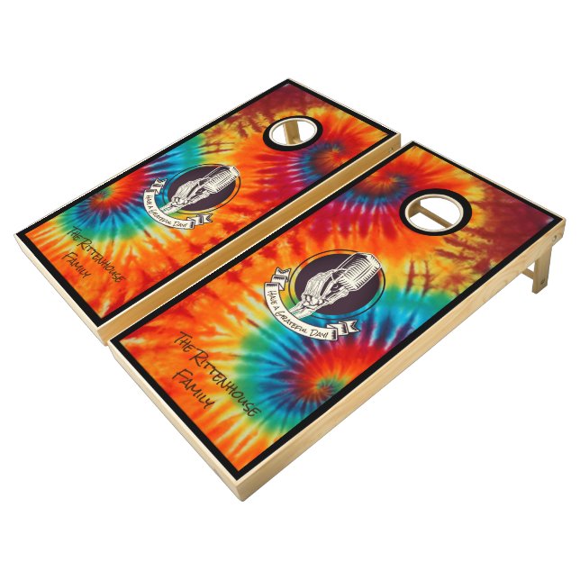 Have a Grateful DayTie Dye Cornhole Set (Angled)