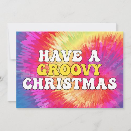 Have a Groovy Christmas Cool Tie Dye Hippie 70s Holiday Card