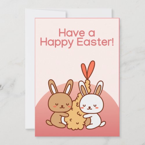 Have a Happy Easter Adorable Kawaii Bunny Love Red Holiday Card