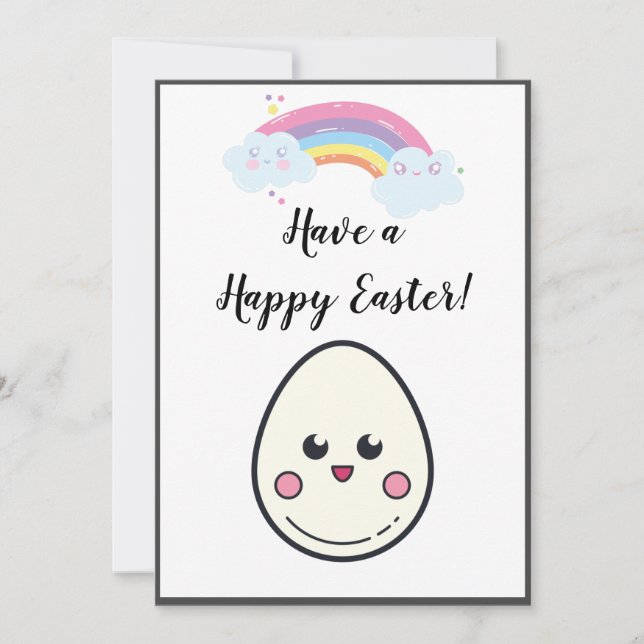 Have a Happy Easter Cute Kawaii Egg Rainbow Modern Holiday Card (Front)