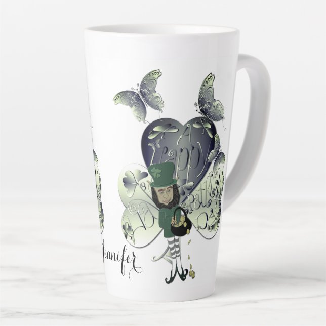 "Have a Happy St. Patrick's Day" Leprechaun  Latte Latte Mug (Right Angle)