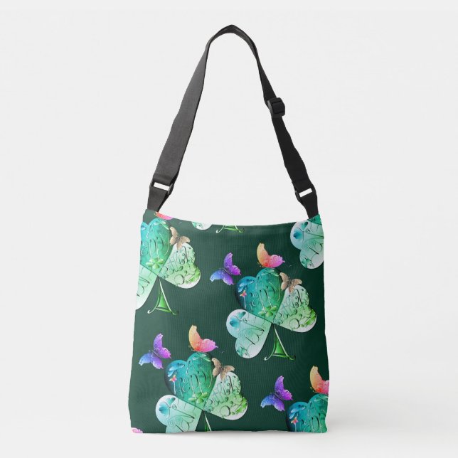 "Have a Happy St. Patrick's Day" Shamrock  Crossbo Crossbody Bag (Front)