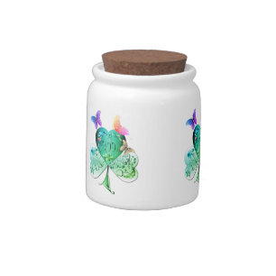 "Have a Happy St. Patrick's Day" Shamrock Gift Tag Candy Jar