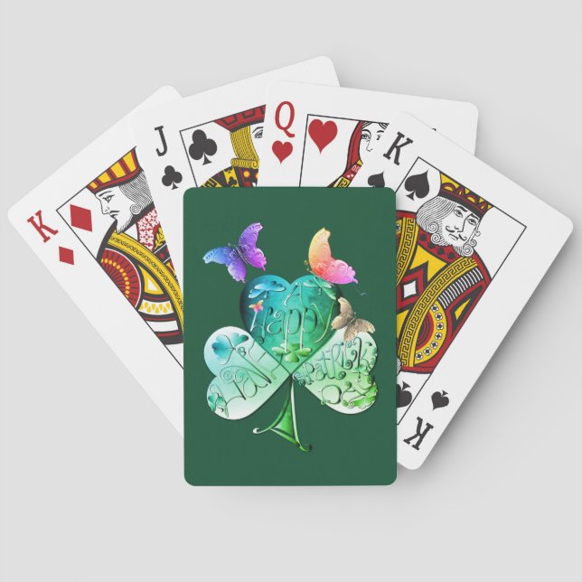 "Have a Happy St. Patrick's Day"Shamrock Poker Cards (Back)