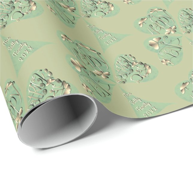"Have a Happy St. Patrick's Day" Shamrock Wrapping Wrapping Paper (Roll Corner)