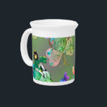 "Have a Happy St. Patrick's" Leprechaun    Beverage Pitcher<br><div class="desc">Hand-written "Have a Happy St. Patrick's Day" in green lettering and metallic-like script on my unique shamrock,  leprechaun and butterflies graphic;  perfect,  if you're looking for that unusual  St. Patrick's day porcelain pitcher with her name on it!</div>