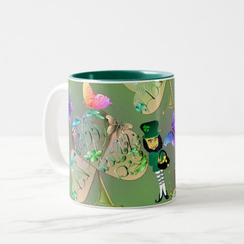 Have a Happy St Patricks Leprechaun Two_Tone Coffee Mug