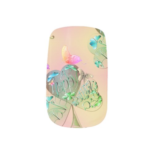 Have a Happy St Patricks Shamrocks Pink Minx Nail Art