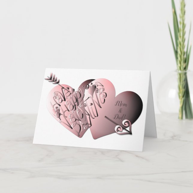 "Have a Happy Valentine's Day"Hand-written Hearts Holiday Card (Front)