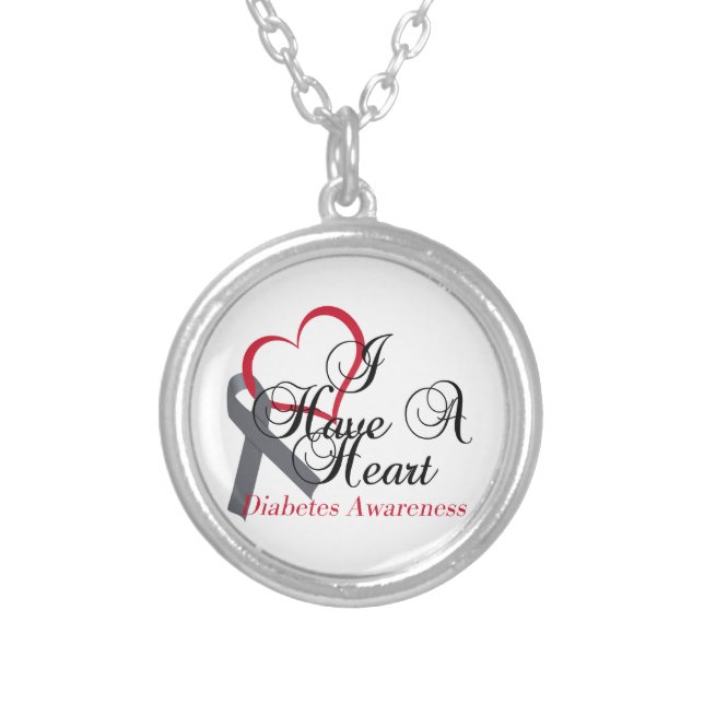 Have A Heart For Diabetes Awareness Silver Plated Necklace (Front)