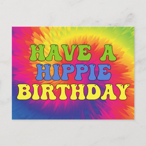 Have a Hippie Birthday Tie Dye Cute Colorful 70s Postcard