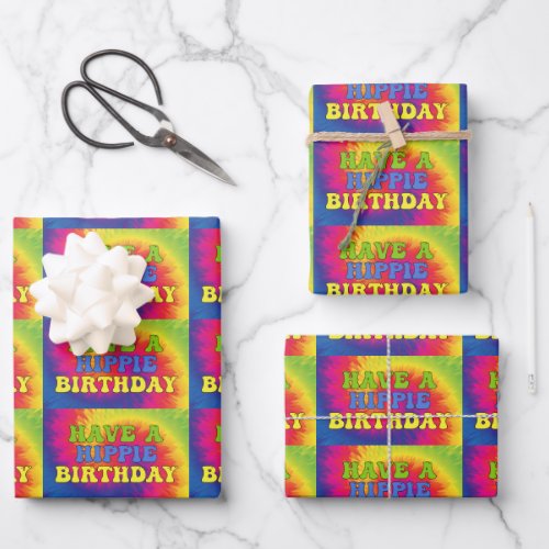 Have a Hippie Birthday Tie Dye Cute Colorful 70s Wrapping Paper Sheets