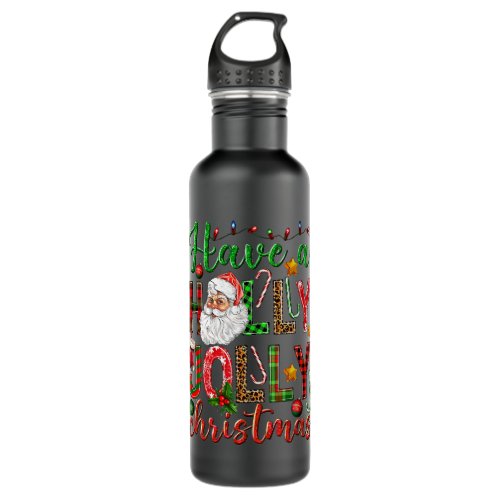 Have A Holly A Jolly Merry Christmas Santa Buffalo Stainless Steel Water Bottle