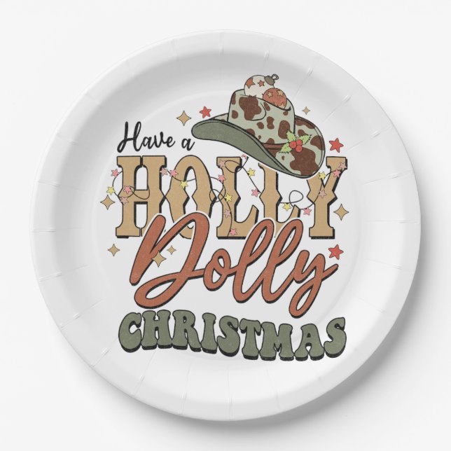 Have A Holly Dolly Christmas Paper Plates (Front)