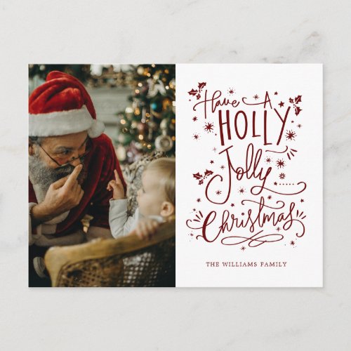 HAVE A HOLLY JOLLY CHRISTMAS  Add Your Photo Holiday Postcard