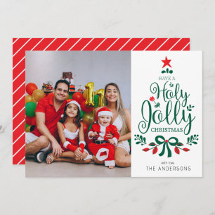 Have A Holly Jolly Christmas Editable Color Photo Holiday Card