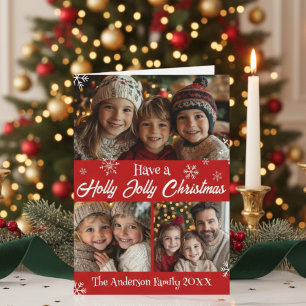 Have A Holly Jolly Christmas Family Photo Collage Holiday Card