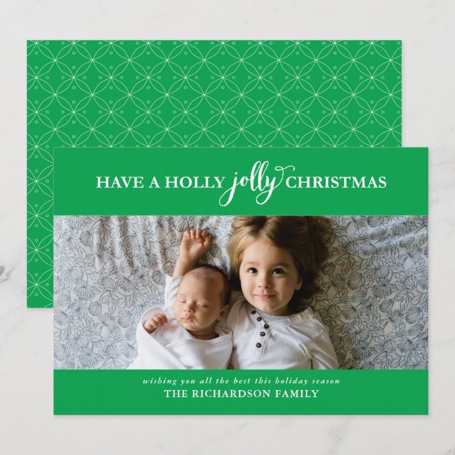 HAVE A HOLLY JOLLY CHRISTMAS FLAT PHOTO HOLIDAY CARD (Front/Back)