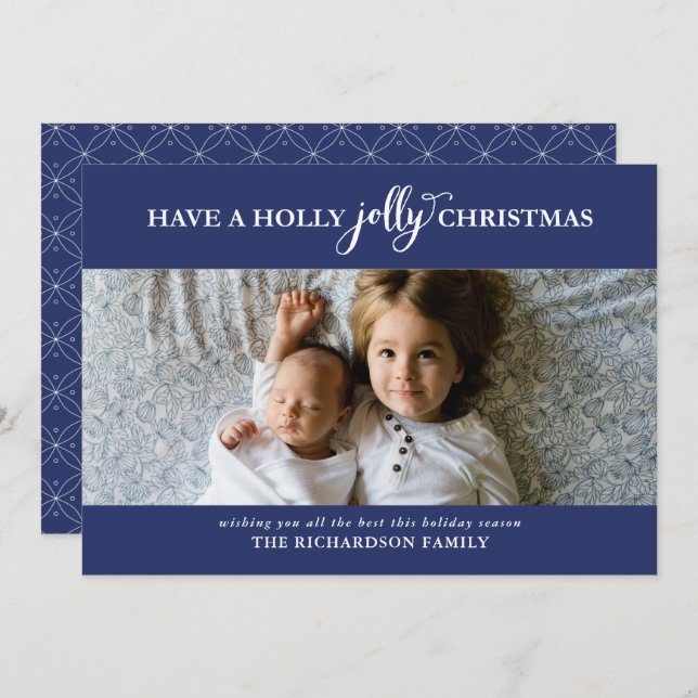 HAVE A HOLLY JOLLY CHRISTMAS FLAT PHOTO HOLIDAY CARD (Front/Back)