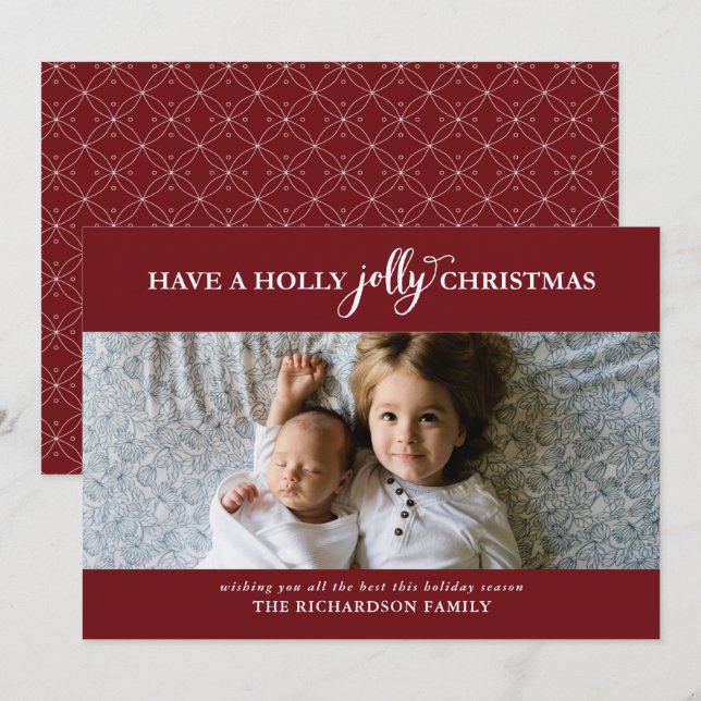 HAVE A HOLLY JOLLY CHRISTMAS FLAT PHOTO HOLIDAY CARD (Front/Back)