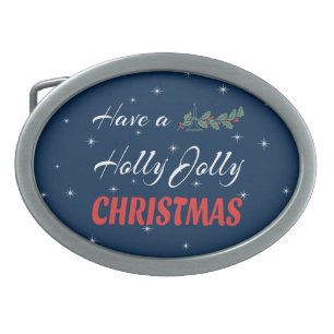Have a Holly Jolly Christmas Oval Belt Buckle