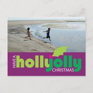 Have a Holly Jolly Christmas Photo Postcard Plum