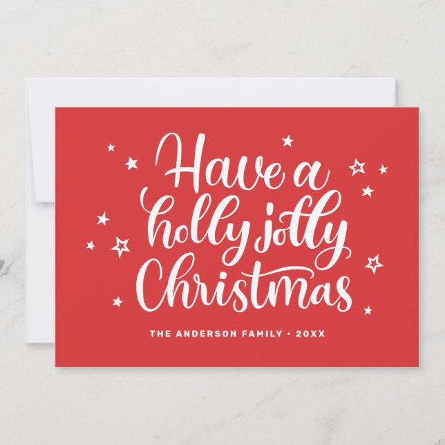 Have a holly jolly Christmas. Red cute typography Holiday Card (Front)