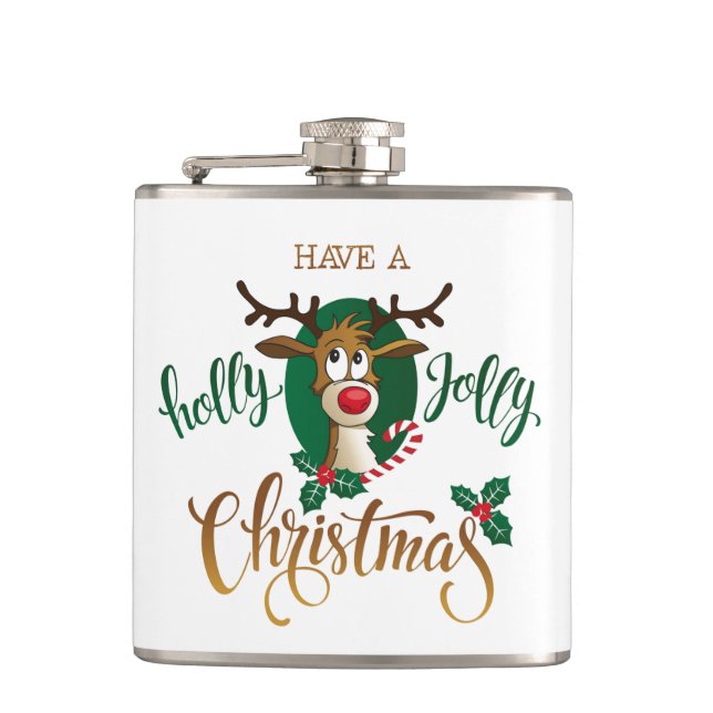 Have A Holly Jolly Christmas Reindeer | Holidays Flask (Front)