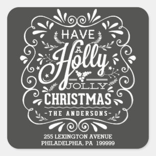 Have A Holly Jolly Christmas Return Address Square Sticker