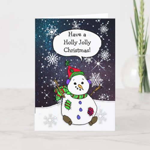 Have a Holly Jolly Christmas Snowman Holiday Card