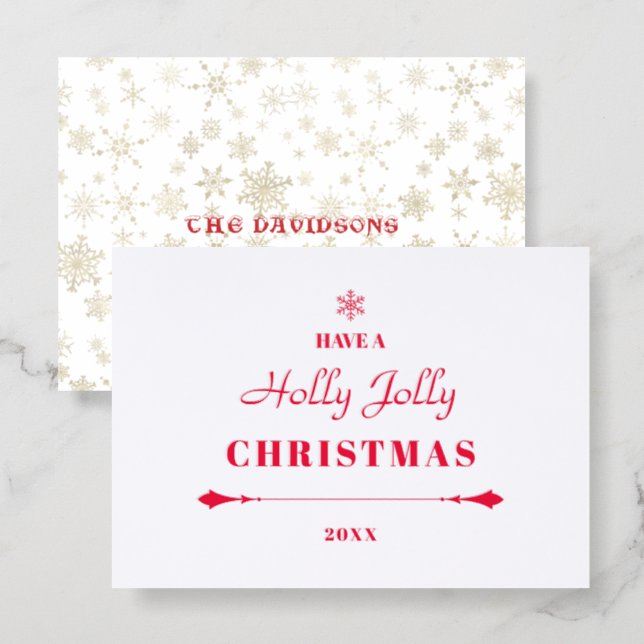 Have a Holly Jolly Christmas Typography Letterpress Photo Cards (Front/Back)