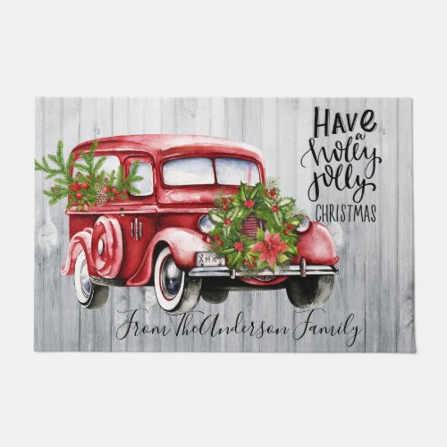 Have A Holly Jolly Christmas Vintage Car Doormat