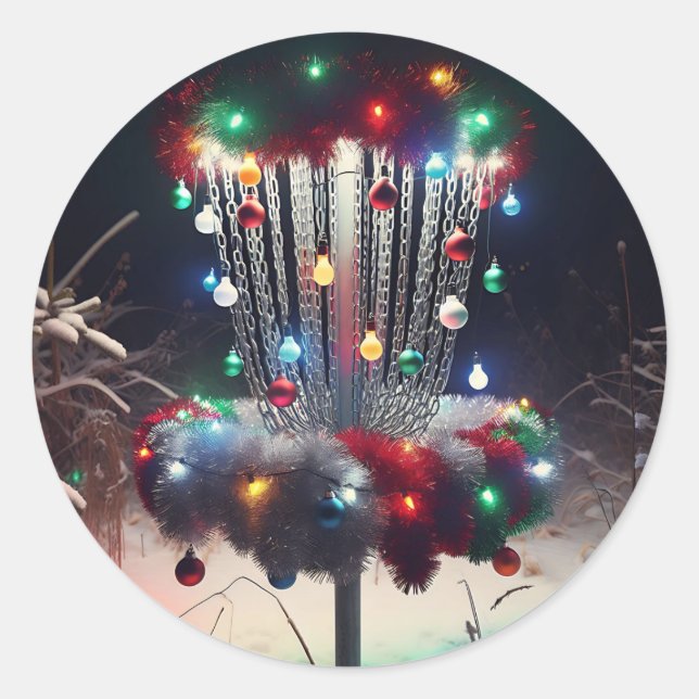 Have a Holly Jolly Disc-mas! Christmas Humor Classic Round Sticker (Front)