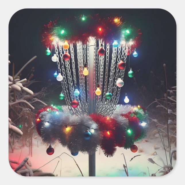 Have a Holly Jolly Disc-mas! Christmas Humor Square Sticker (Front)