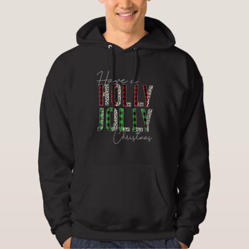 Have A Holly Xmas Jolly Christmas Red Buffalo Plai Hoodie