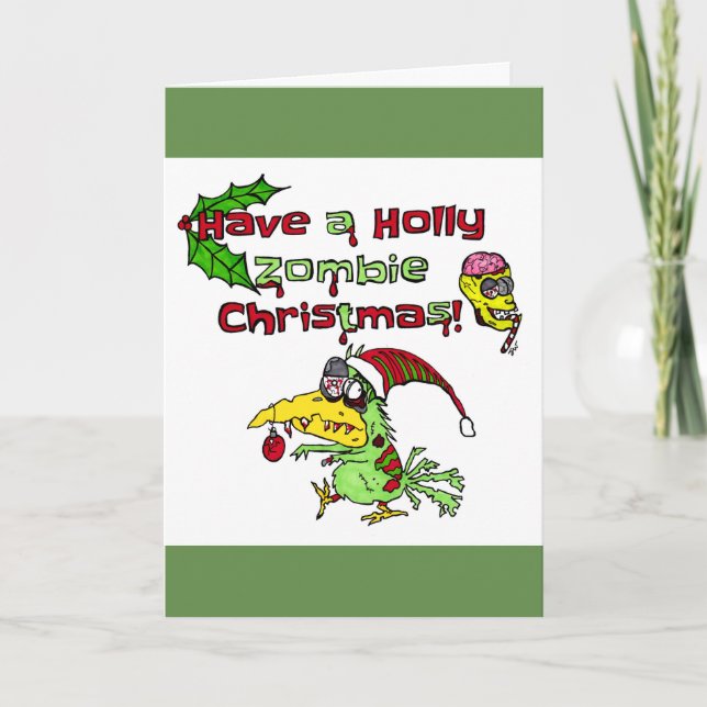 Have a Holly Zombie Christmas! Holiday Card (Front)