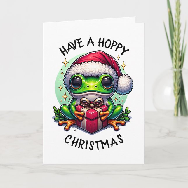 Have a Hoppy Christmas | Frog Pun Card (Front)