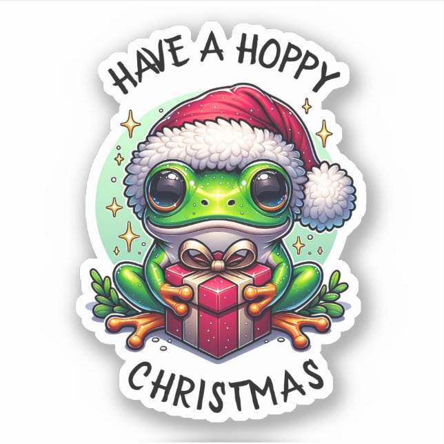 Have a Hoppy Christmas | Frog Pun Sticker (Front)