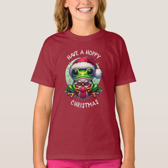 Have a Hoppy Christmas | Frog Pun T-Shirt (Front)