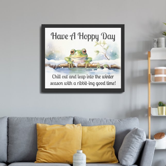 Have a hoppy day chill out in winter framed art (Living Room 3)