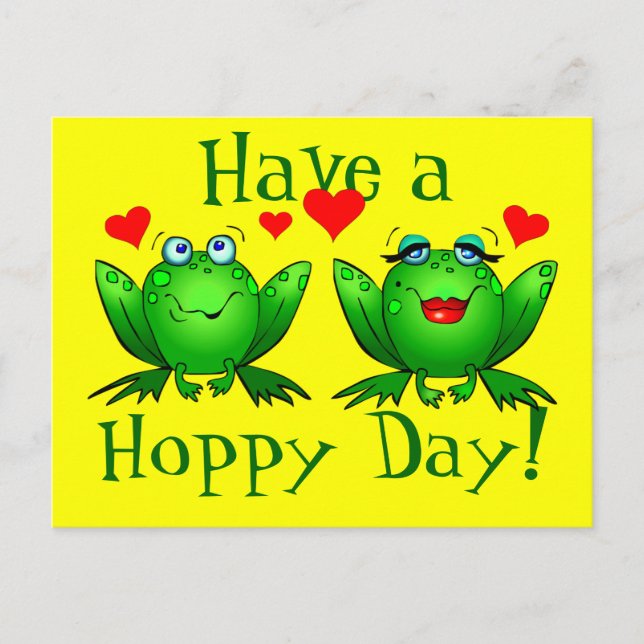 Have a Hoppy Day Cute Cartoon Frogs Postcard (Front)