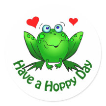 Have a Hoppy Day Cute Green Frog w Hearts