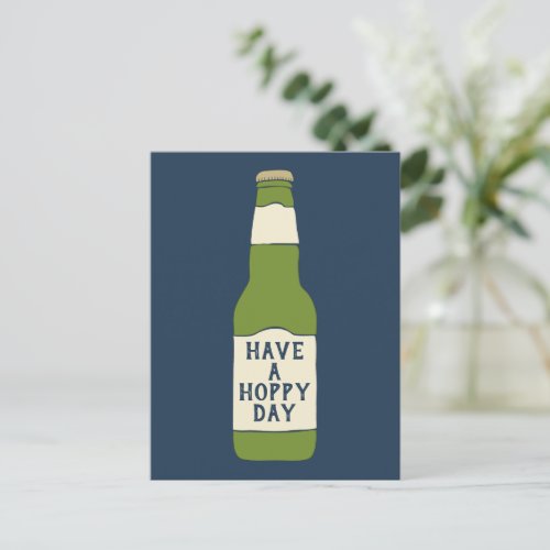 Have a Hoppy Day Green Beer Bottle Postcard