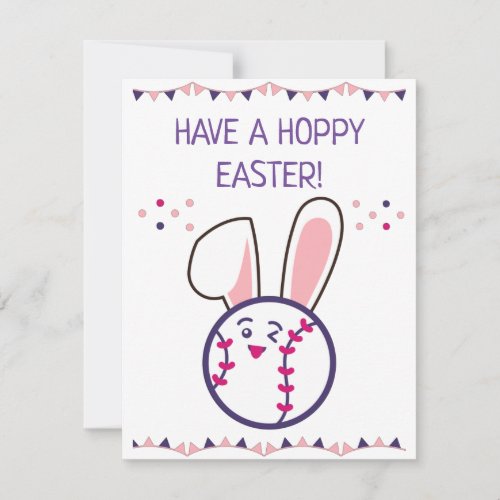 Have a Hoppy Easter Baseball Cute Bunny Ball Fun Holiday Card