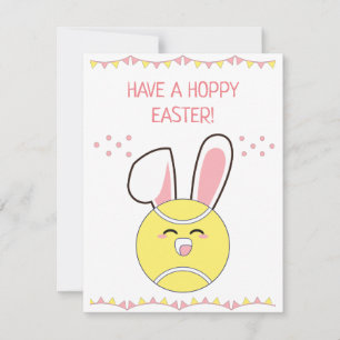 Have a Hoppy Easter Cute Kawaii Tennis Ball Bunny Holiday Card