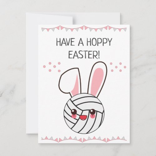 Have a Hoppy Easter Kawaii Volleyball Ball Bunny Holiday Card