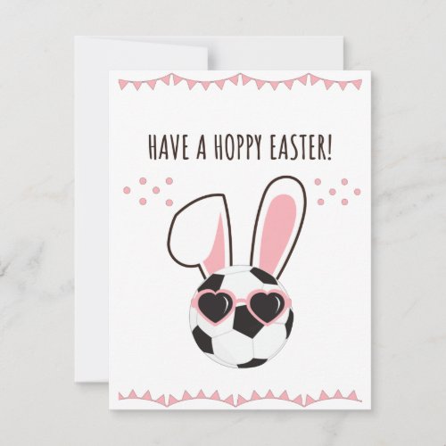 Have a Hoppy Easter Soccer Ball Bunny Cute Rabbit Holiday Card