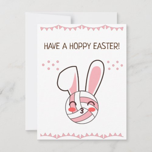 Have a Hoppy Easter Volleyball Cute Kawaii Rabbit Holiday Card