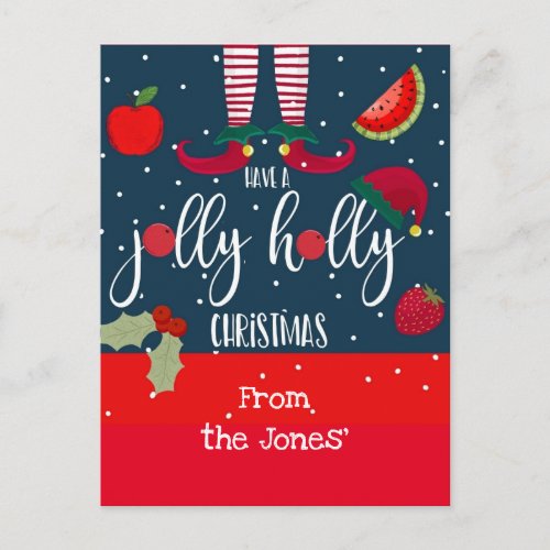 have a jolly holly Christmas elf legs Postcard